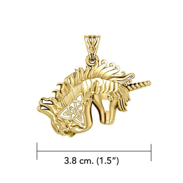 Celtic Unicorn Solid Gold Pendant GPD5663 - Jewelry